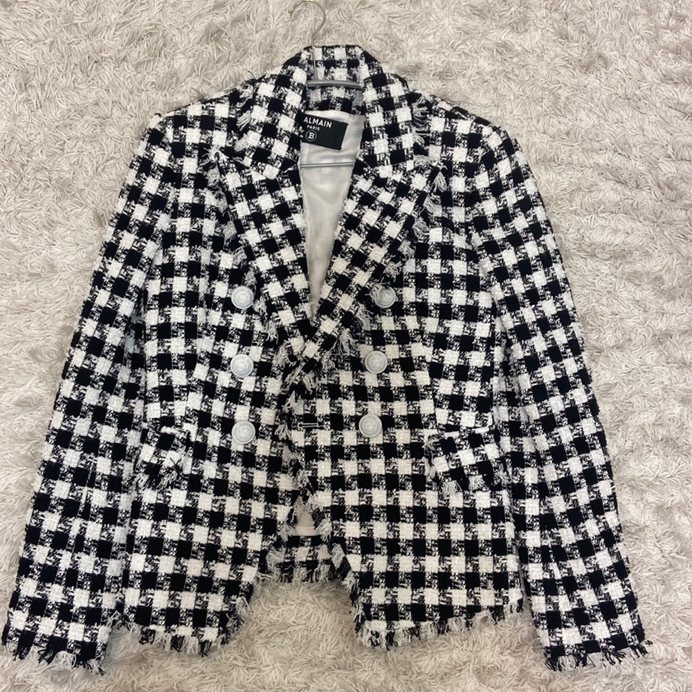 Balmain Black and White Houndstooth size 38 Blazer